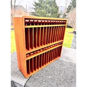 Vintage Kalmar Designs Cassette Tape Holder Teak Wood 30 Tapes Eject Button MCM
